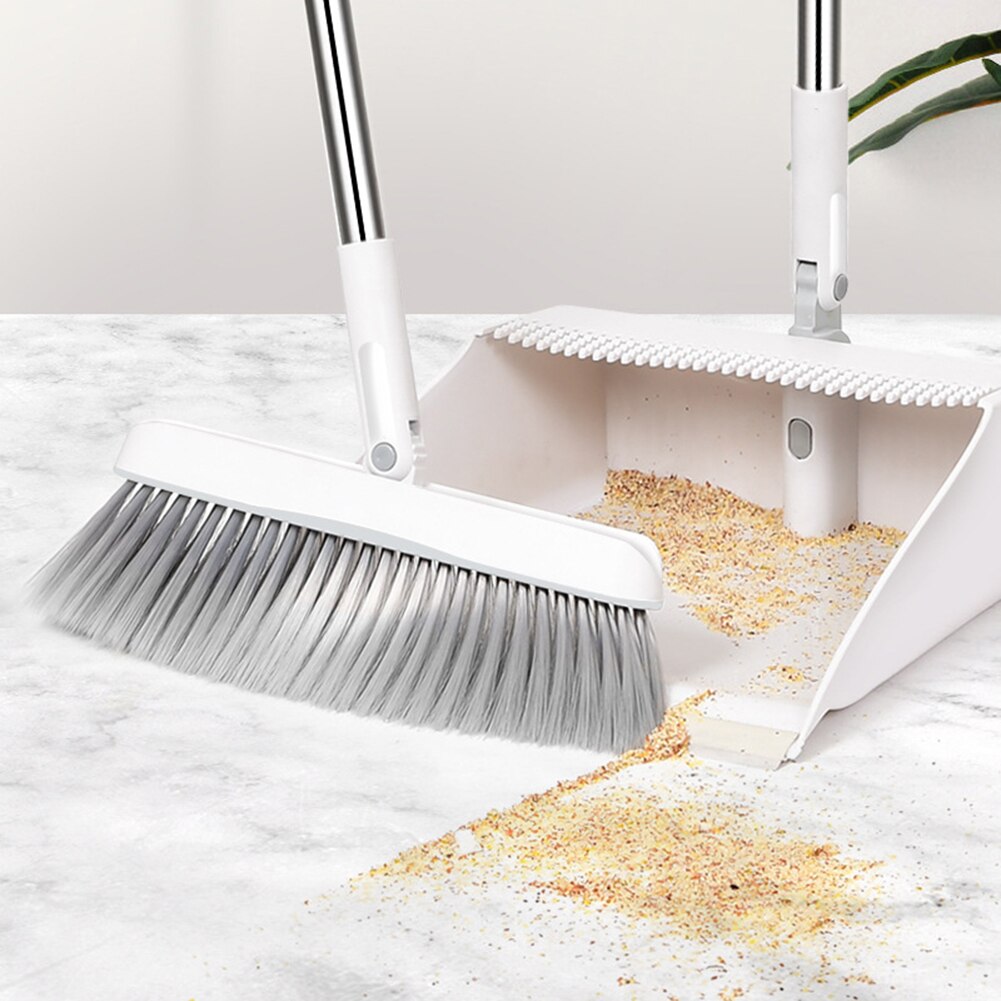 Practical Folding Standing Broom Dustpan Set Windproof Rotatable Windproof Floor Cleaning Tool Durable Swivel Broom Home Devices