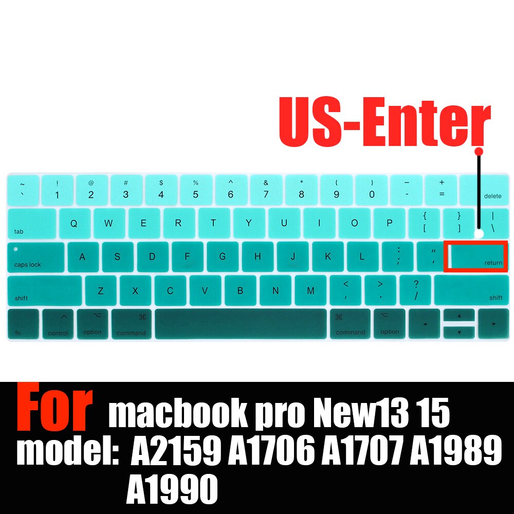 Toetsenbord Cover Voor Mac Book Pro13 15 Met Touch Bar A2159 A1706 A1707 A1989 A1990 Laptop Keyboard Covers Gradiënt Toetsenbord film: Gradient green