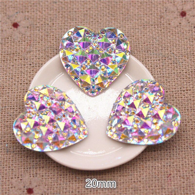 10mm-30mm corazón de resina cristal ostentoso AB diamantes de imitación cabujón plano piedra DIY decoración del hogar manualidades accesorios para álbum de recortes: Latón