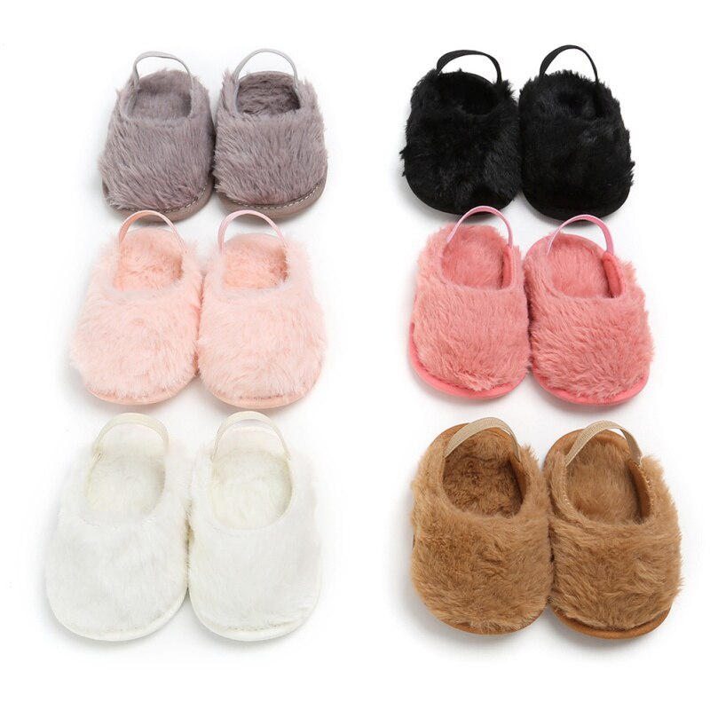 Peuter Baby Baby Meisjes Zomer Sandaal Schoenen 6 Stijl Bont Effen Platte Met Hak Outfit 0-18M baby Prinses Schoenen