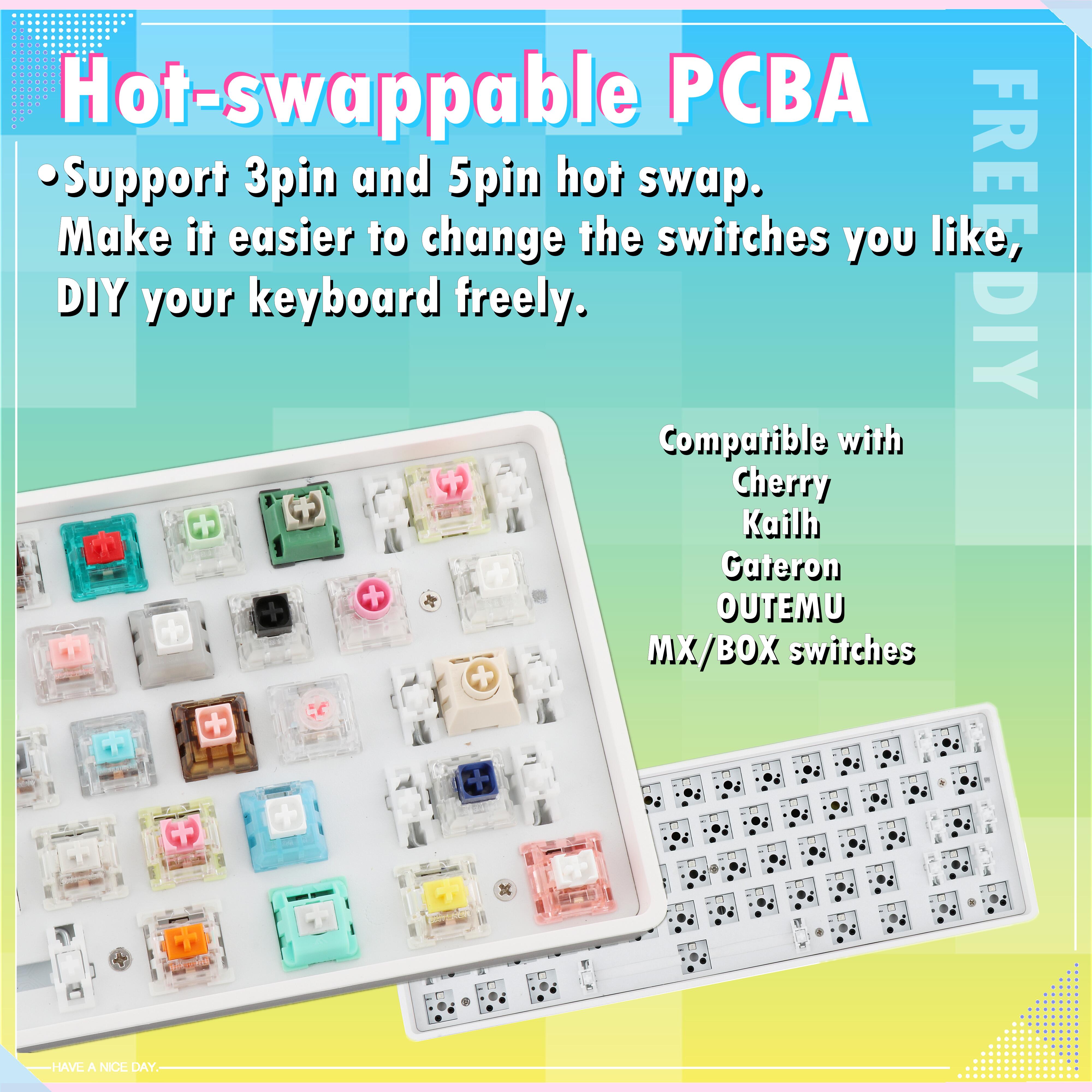 Dk61/dk68 3mode Wireless 3/5pin -swap Rgb Mechanical Keyboard Diy Kit 68 Keys 61keys Bluetooth5.0 2.4G Mechanical Keyboards