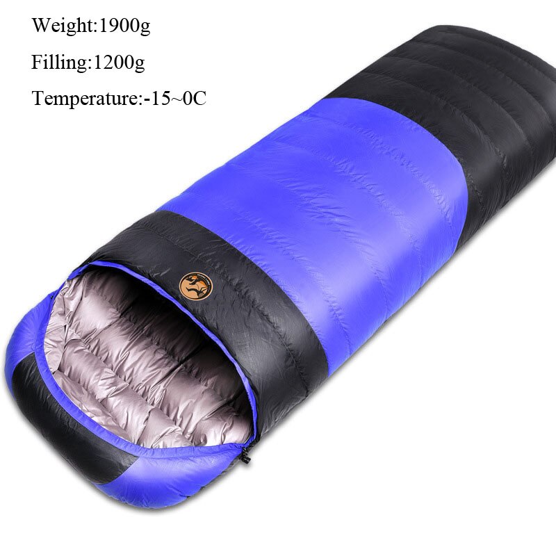CS107 down-Filled Sleeping Bag (800G, 1000G, 1200G) Autumn and Winter Duck down Adult Sleeping Bag can be spliced together: blue 1200g