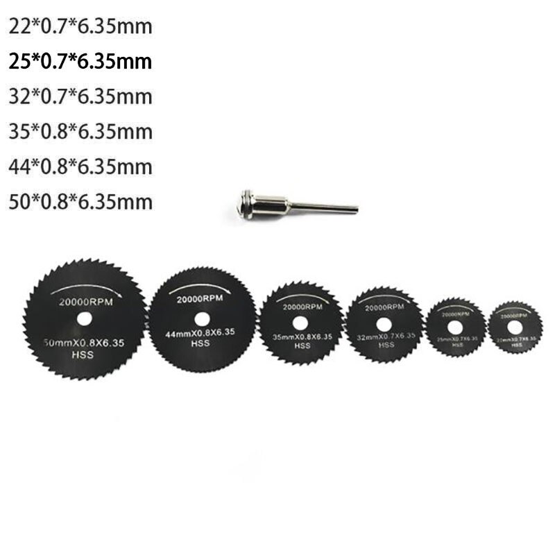 7pcs Mini HSS Saw Cutter Rotary Tools Woodworking Plastic Cutting Disc Wheels