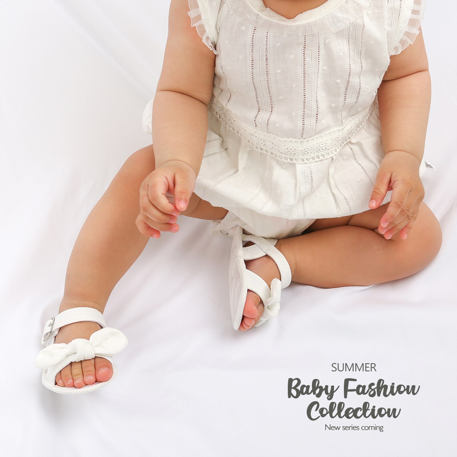 Sommerliche, rutschfeste, flache schuhe für babys, einfarbig, mit schleife, weiche sohle, sandalen für mädchen