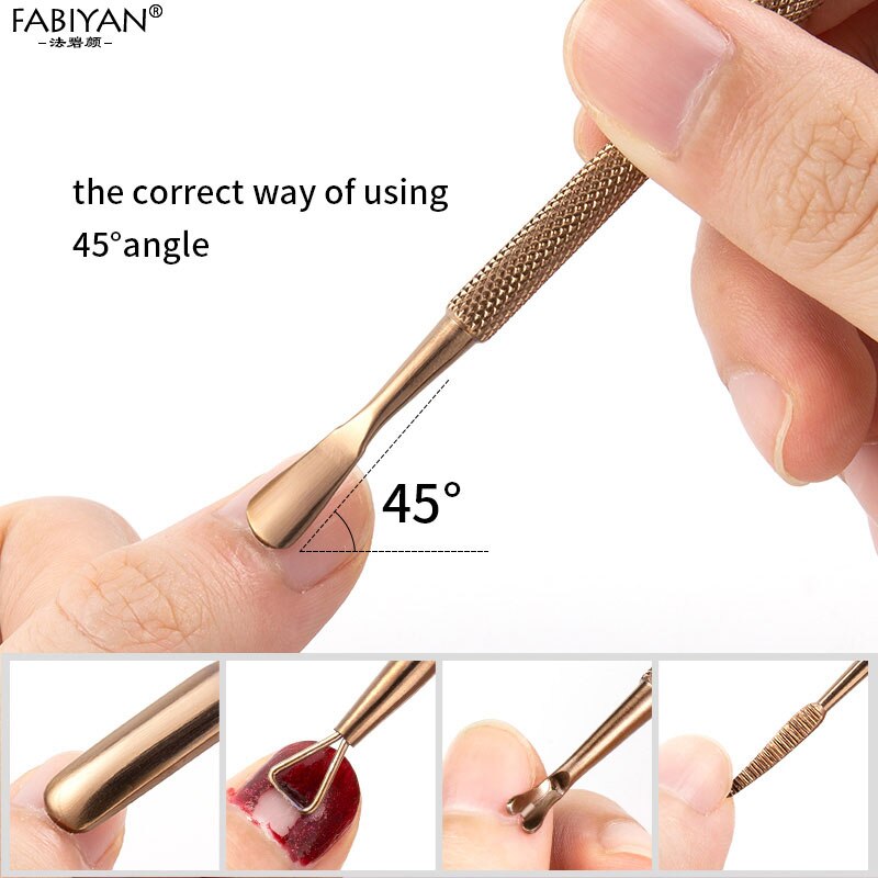 13 stile neglebånd pusher rengøring død hud skåret uv gel polish remover rustfrit stål manicure pedicure pleje værktøj bronze