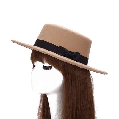 Märkes ull båtägare platt hatt för kvinnor & #39 ;s filt bred brättad fedorahatt laday prok pie chapeu de feltro bowler gambler topp hatt: 6