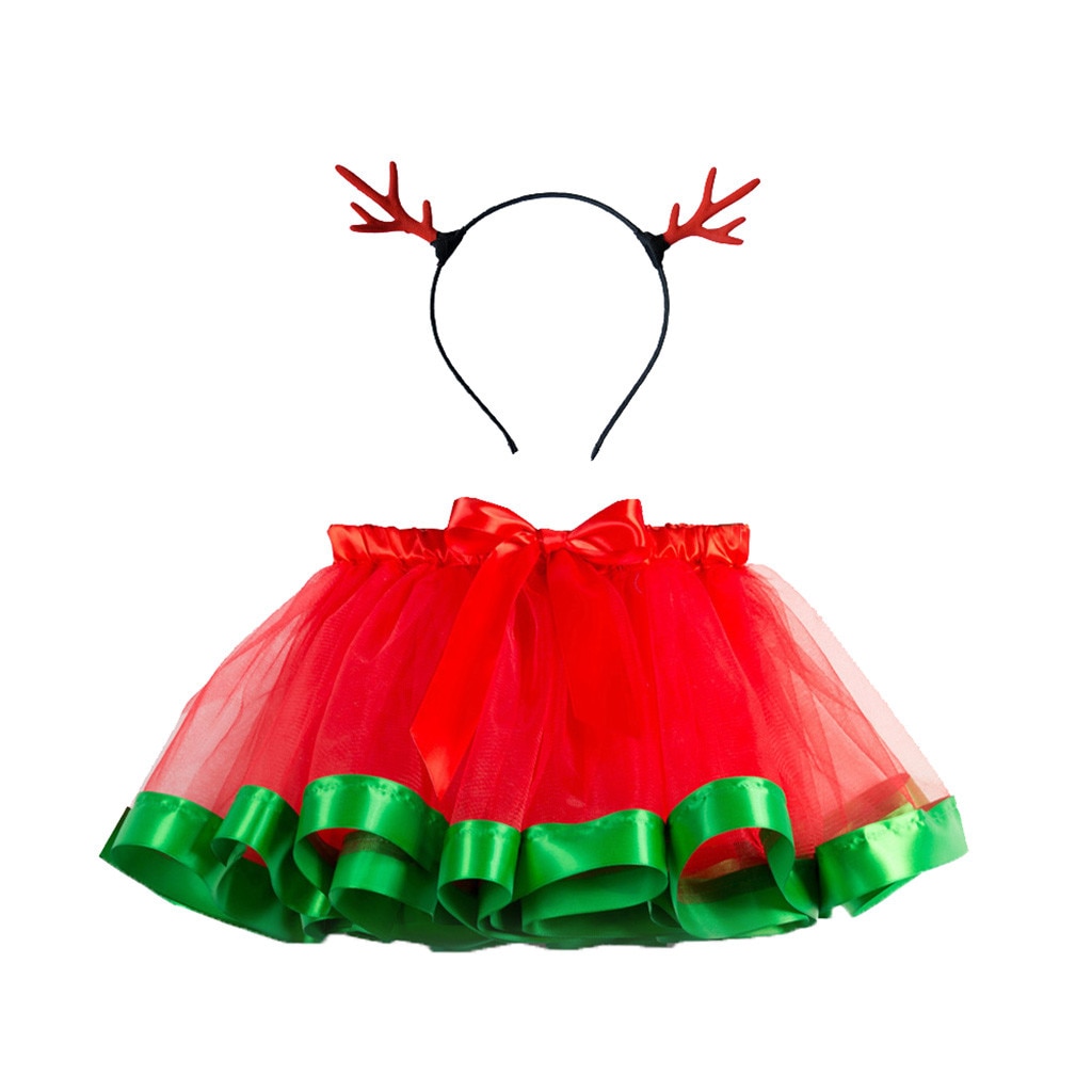 Jupe Tutu de noël pour enfants filles | Avec épingle à cheveux, Costume de princesse pour petites filles, robe de bal d'anniversaire,: Green  / 4T