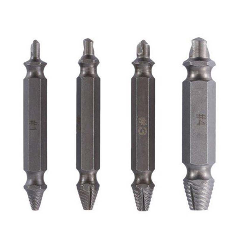 4PC SET EASY OUT DAMAGED SCREW EXTRACTOR DRILL BIT TOOL BROKEN DAMAGED BOLT