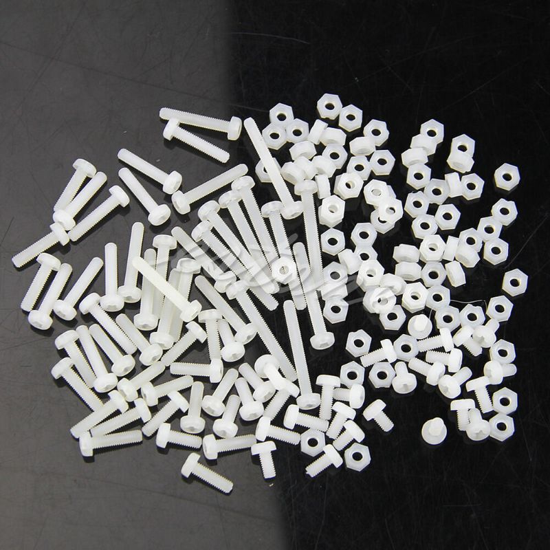 160Pcs Metric M3 8 Maten Assortiment Stand-Off Nylon Schroeven Bolt & Nuts Kit Wit