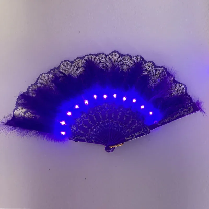 Abanicos de mano de plumas con luz LED brillante para niños y adultos, perfectos para fiestas de baile, festivales y bodas