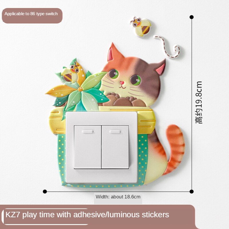 Luminous Cartoon Switch Sticker 3D Silicone On-off Switch Sticker DIY Decoration Fluorescent Livingroom Kids Room Switch Cover: Yellow
