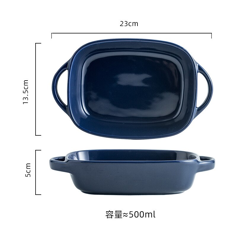 Yellow/Red/Blue/Green/Grey/Pink 400ml/500ml Fruit Salad Bowls Ceramic Tableware Tray Decorative Living Room Plates: 500ml Blue