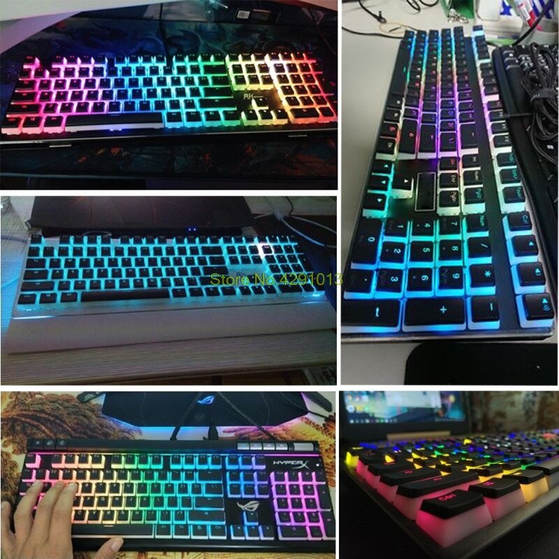 RGB 110 Keycaps ANSI Layout Add ISO PBT Pudding Double Skin Milk Shot Backlit Keycap With Keycap Storage Board For OEM Cherry