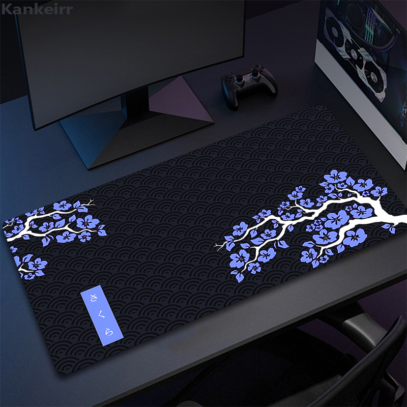 Lila sakura musmatta stora musmattor pc gamer musmatta kontorsmusmattor kawaii skrivbordsmatta gummimattor för tangentbord 900 x 400: S / Guld-