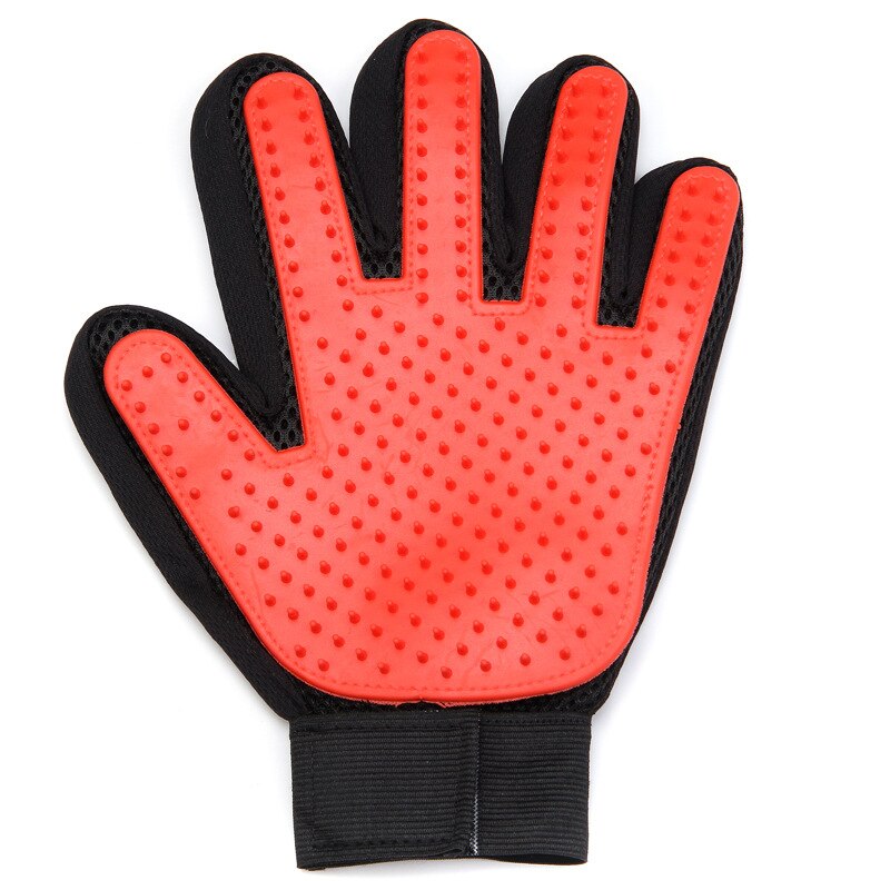 Guante para el cuidado del pelo de gato, guante para quitar el pelo, peine de silicona, guantes para cepillar de manera suave y eficiente, para masaje de limpieza de mascotas y perros: 1pc red left