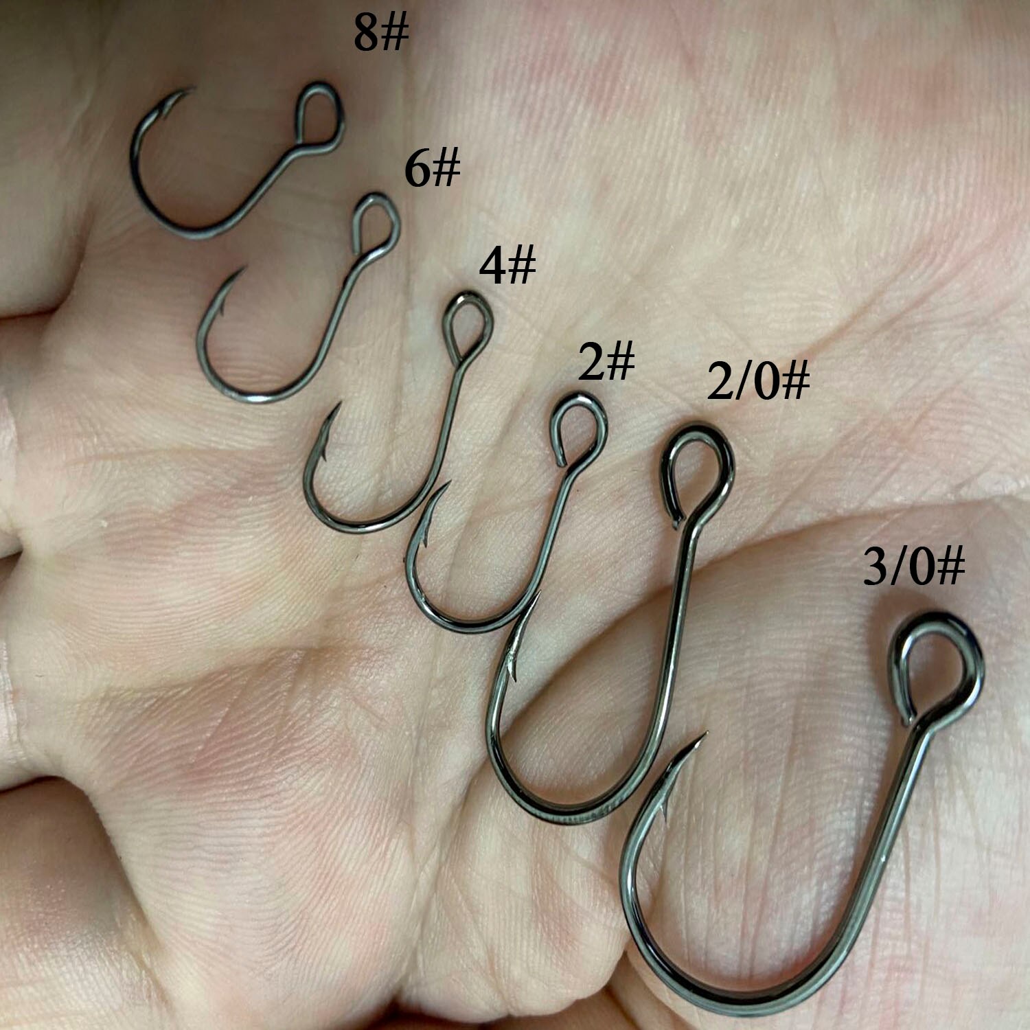 50 Stks/zak #8-#3/0 High Carbon Staal Inline Enkele Haak Grote Eye Vissen Vervanging Haak Vissen Lepel spinner Accessoires