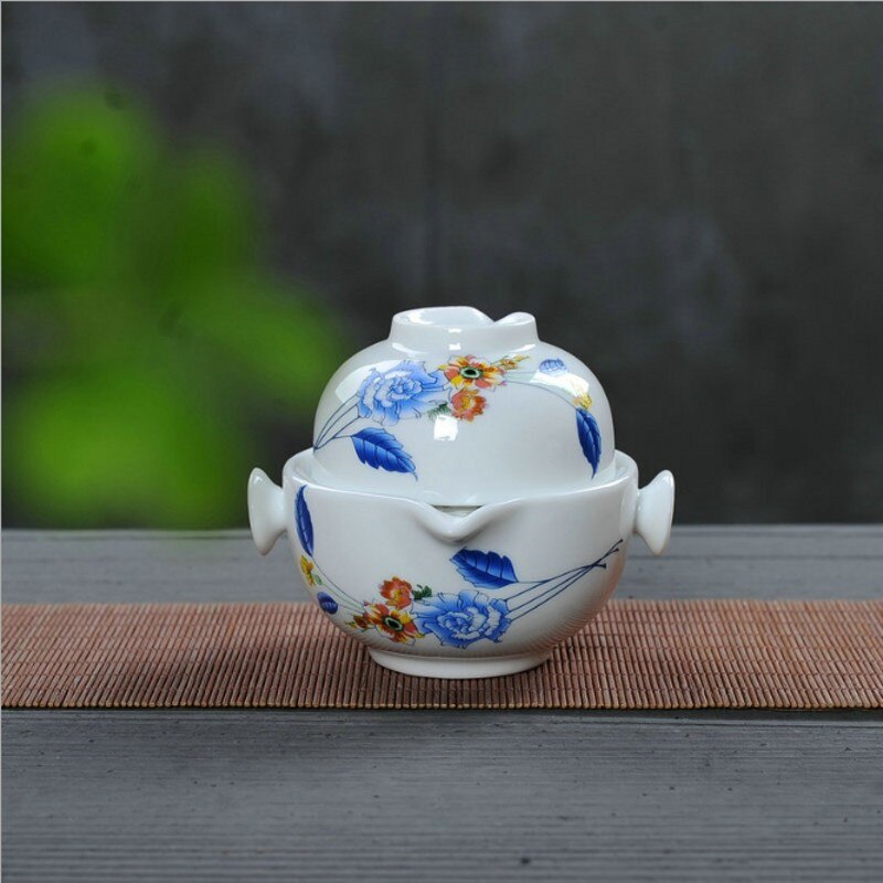 Tesæt kung fu keramik tesæt 1 kande 1 kop tekande gaiwan smuk og nem tekande elkedel: Mørk khaki
