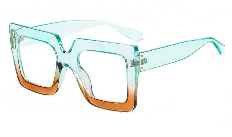 Gafas cuadradas transparentes con montura Vintage, lentes de de gran tamaño, para ordenador: Green Tea