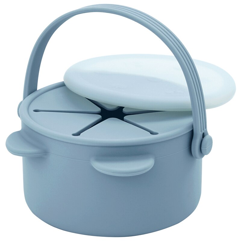 Draagbare Kawaii Cartoon Bear Shape Baby Siliconen Snack Cup Voeden Effen Voedsel Opbergdoos Container Met Deksel Baby Sutff: 009 Smoke blue