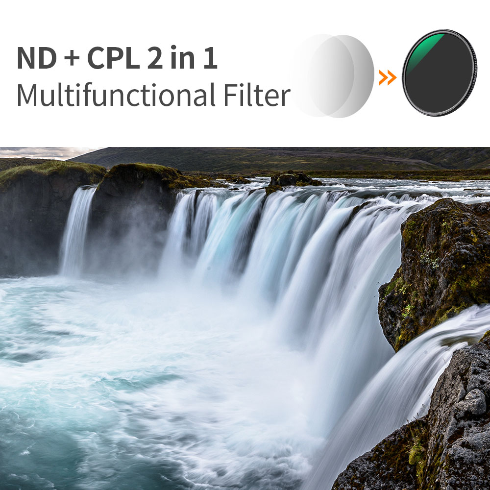 K &amp; F Concept Filter 2 In 1 ND8 + Cpl Circulaire Polarisatiefilter Nd Filter Waterdichte Neutrale Dichtheid 52mm 58Mm 62Mm 67Mm 77Mm 82Mm