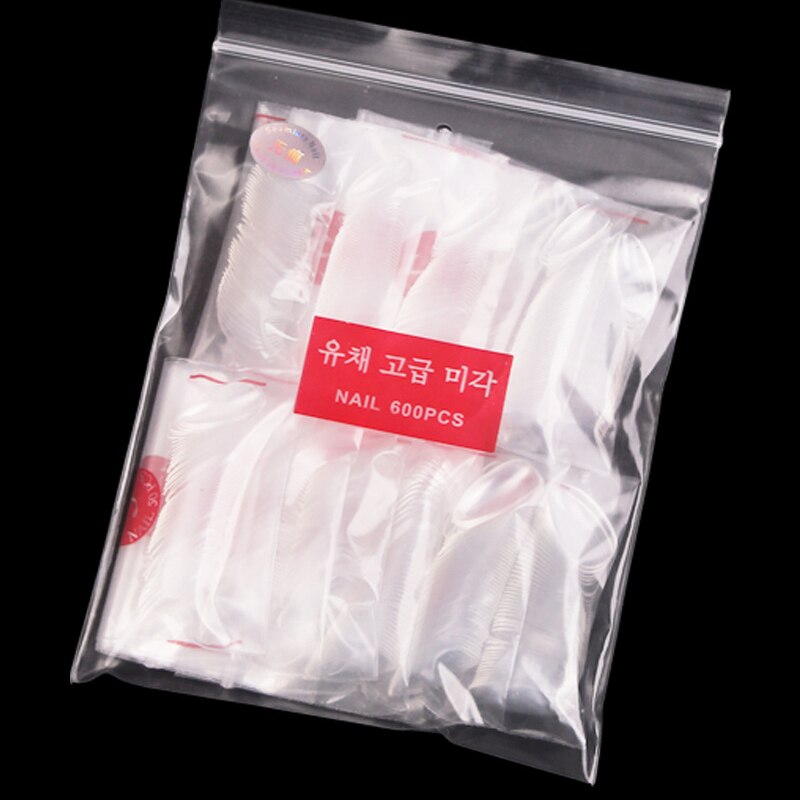 600 Stks/partij Korte Amandel Volledige Cover Nail Tips Stiletto Valse Nep Nagels Voor Nails Extension System Nail Tech Tips Diy gereedschap