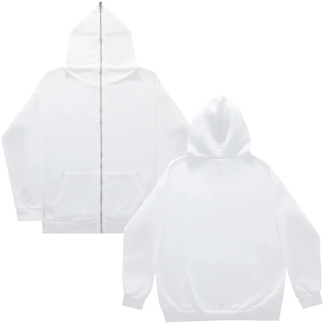 Herre oversized hættetrøjer med lynlås efterår vinter fleece hættetrøje solid lynlåsjakke sweatshirt koreansk hættetrøje herretoppe tøj: S / Hvid