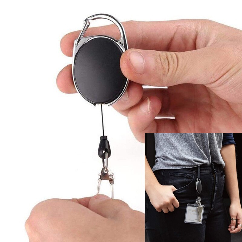 Retractable Pull Badge Reel Zinc Alloy ABS Plastic ID Lanyard Name Tag Card Badge Holder Reels Recoil Belt Key Ring Chain Clips