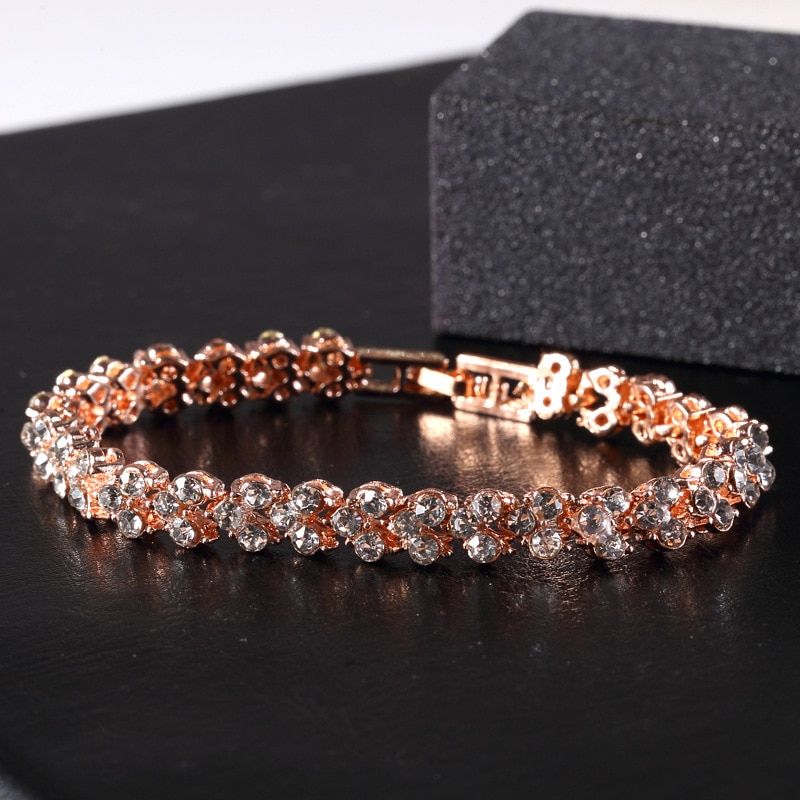 Enkele Rij Strass Armband Voor Vrouwelijke Charme Rome Kristal Armbanden Vrouwen Bruids Bruiloft Sieraden