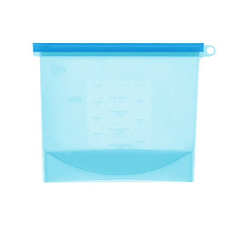 Silicone Food Preservation Bag Reusable Airtight Seal Bags For Vegetable Liquid Snack Meat Microwave Heating Tools 500/1000ML: 1000ml blue