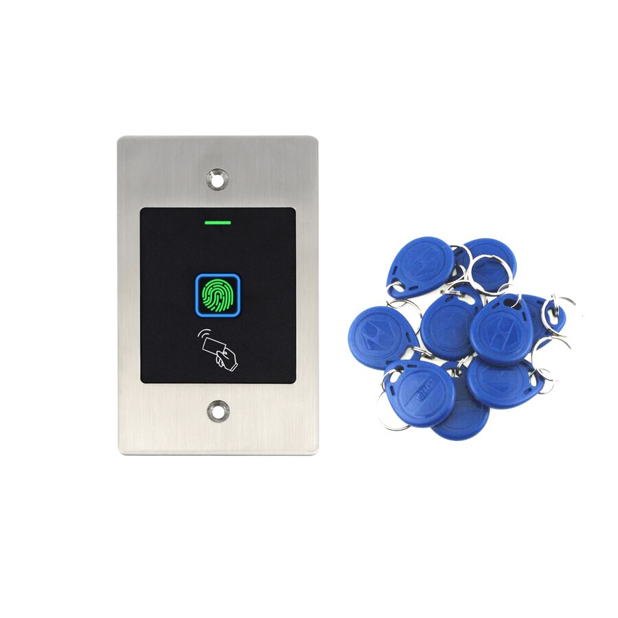 Metal Waterproof Outdoor Use Embedded Biometric Fingerprint Access Controller Standalone RFID Card Door Access Control System: reader 10 tags