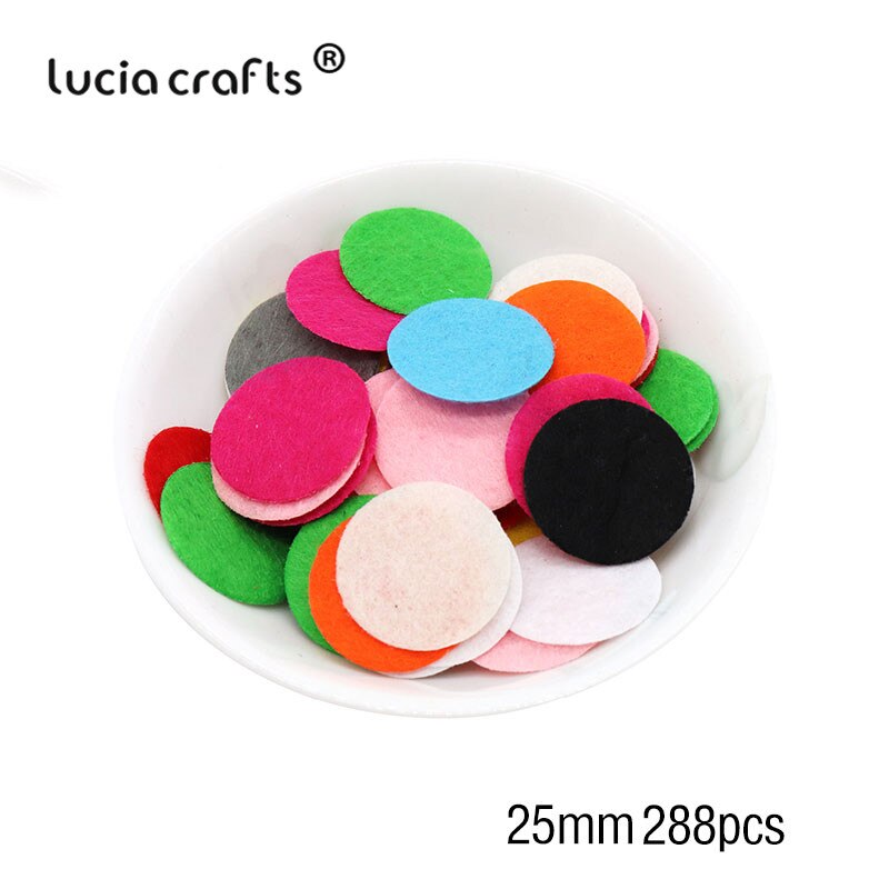 Lucia håndværk rund filt stofpuder tilbehør pletter cirkel filt puder, stof blomster tilbehør  b0408: 25mm stil 1 288 stk