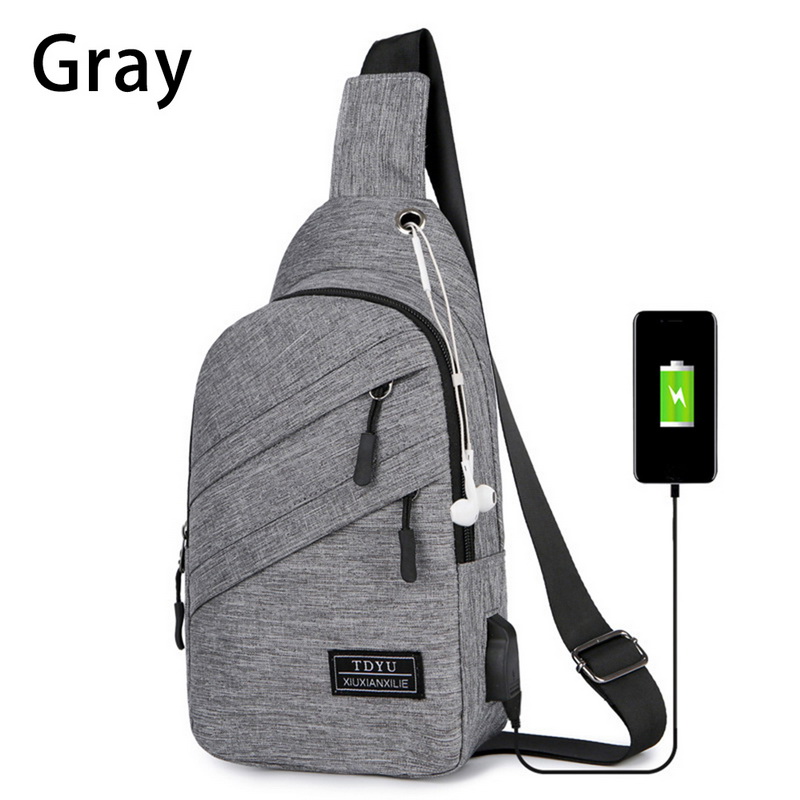 Men's Shoulder Bag Sling Chest Pack Canvas USB Charging Sports Crossbody Male Chest Bags Belt Waist Packs Fast: A gary