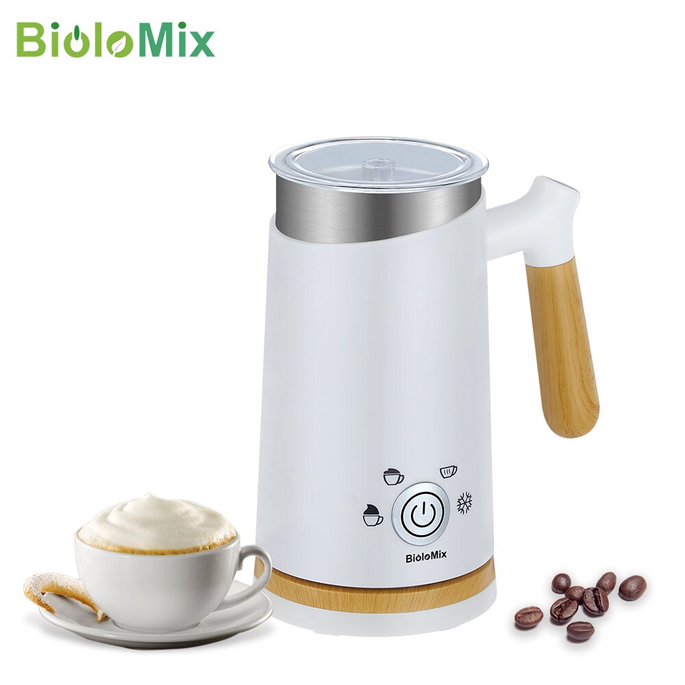 Biolomix maidonvaahdotin 4 in 1 sähköinen maidon höyrytin ja kylmä maitovaahto kahvivaahtokone cappuccinoa, lattea, maitoa varten
