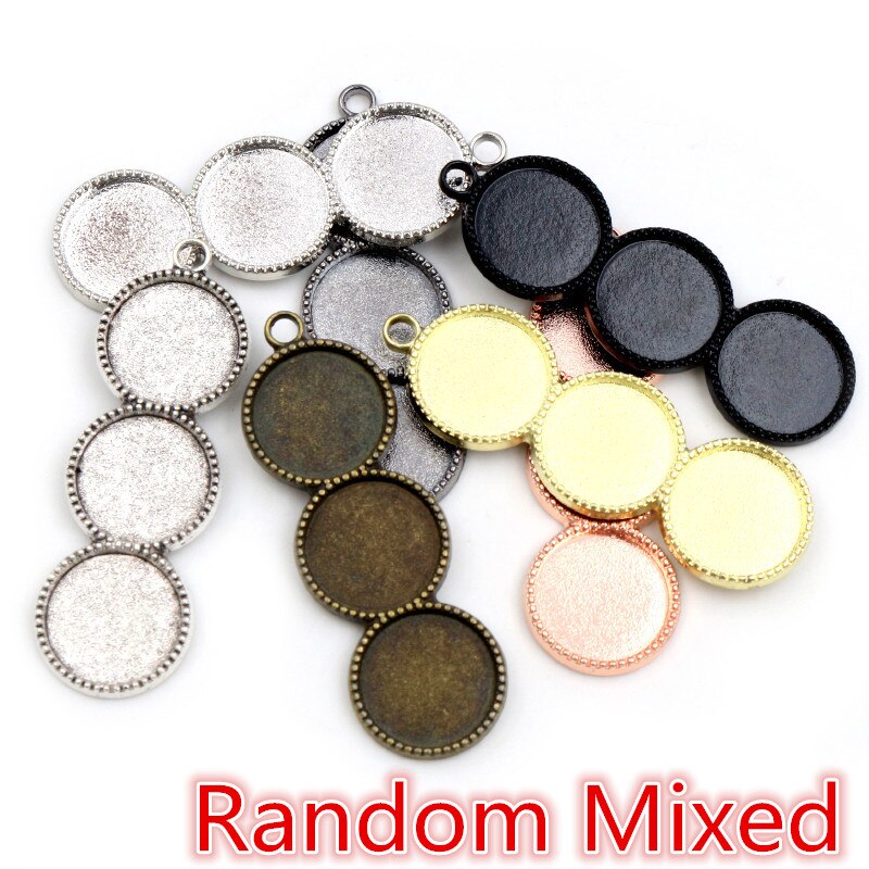 10 piezas 12mm tamaño interior tres camafeo cabujón Base en blanco bandejas colgantes bisel DIY COLLAR COLGANTE joyas hallazgos: Random Mixed