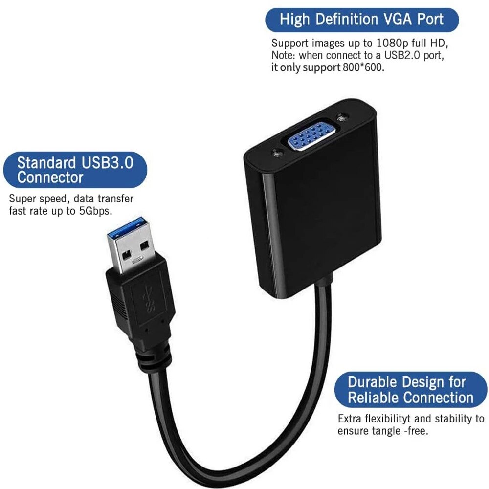 Usb 3.0 Naar Vga Video Grafische Kaart Adapter Display Externe Cable Adapter Voor Pc Hdtv 1080P/Usb 3.0 vrouw Vga Connector
