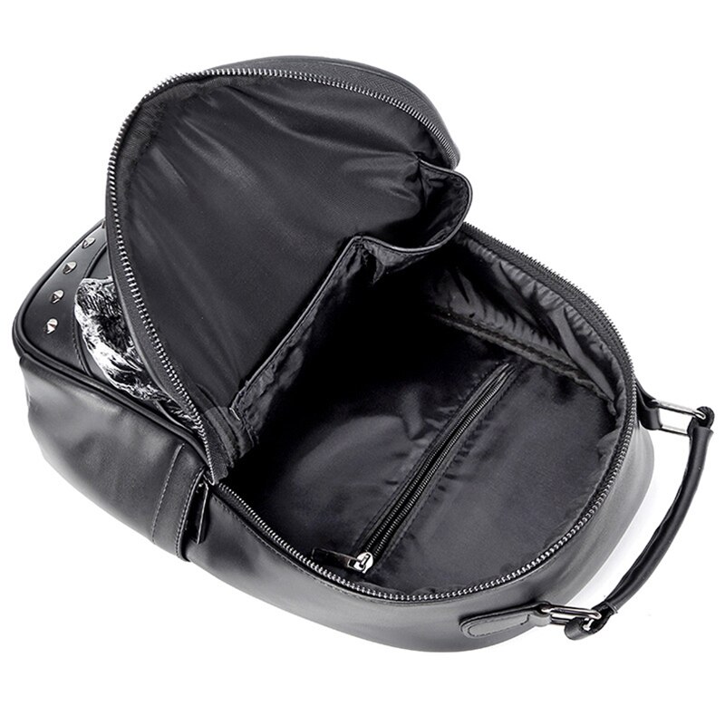 ZYWLBXMH 3D Stereoscopic Rhinoceros Head Backpacks Rivet Backpack Men mochila Waterproof PU Leather mochilas sırt çantası erkek