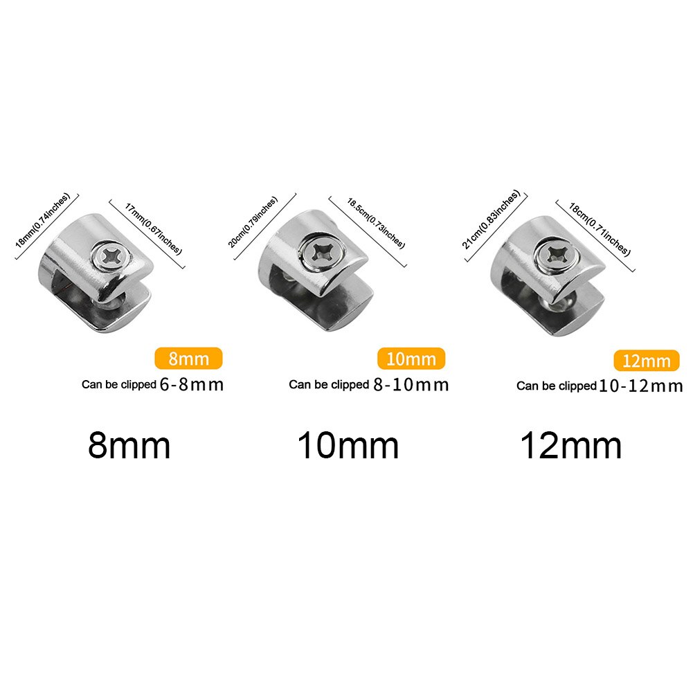 8pcs Mini Balcony Cylindrical Shape Window Fixed Bathroom Glass Clamp Zinc Alloy Easy Install Adjustable Shelf Hardware Corner