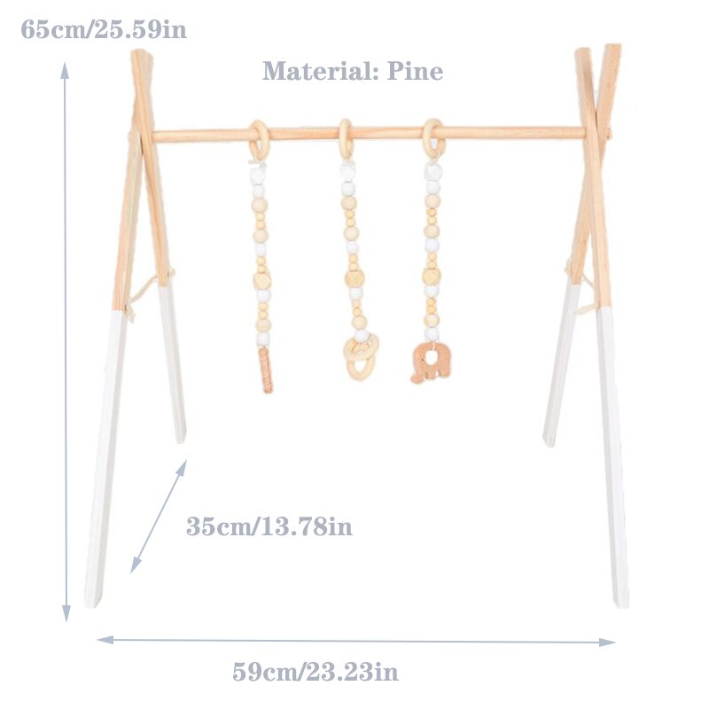 1Set Nordic Style Baby Gym Play Nursery Sensory Ring-pull Toy Wooden Frame Infant Room Toddler Clothes Rack Kids Room Decor: Elephant-White