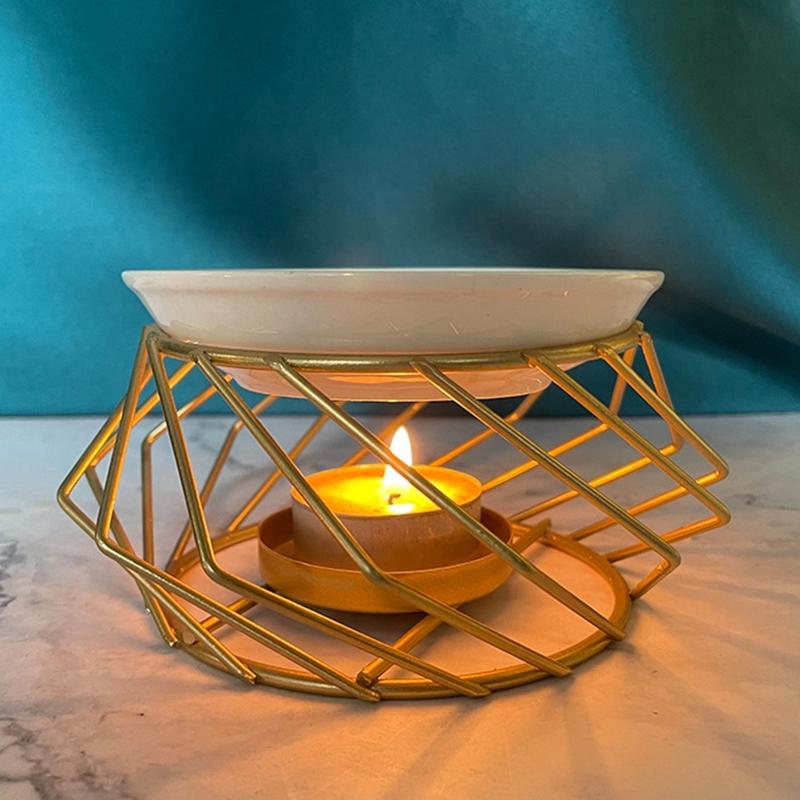 E74E Noordse geometrische kaarsenhouder Smeedijzeren kandelaar met wierookgerecht voor thuisbasis Verjaardagsfeestje Desktop
