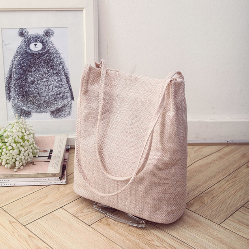 Vrouwen Canvas Tote Emmer Zakken Opvouwbare Boodschappentas Dames Schoudertas School Boeken Tas Eco Vriendelijke Linnen Handtas