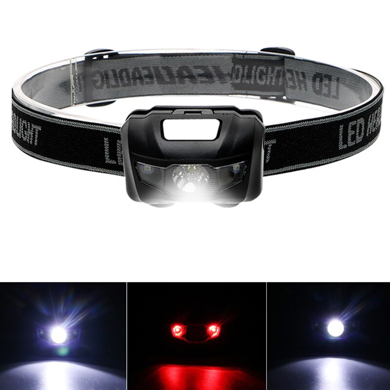 Koplamp Rood Licht 4modes 3W Sterk Licht Sportartikelen USB Oplaadbare Zaklamp Vissen Sensing Lamp