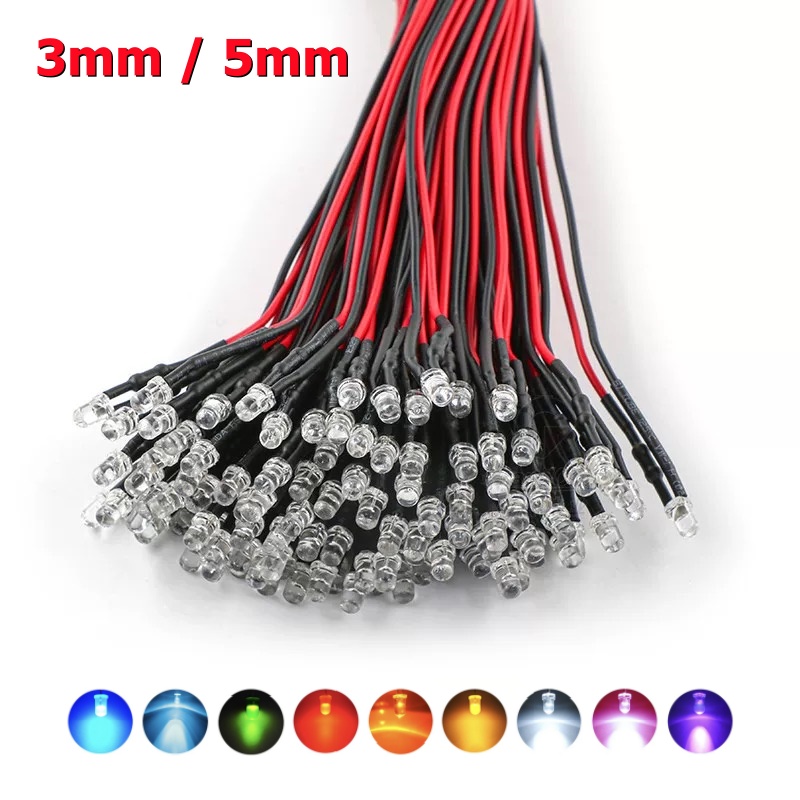 10 Uds. Luz LED de 3mm y 5mm 3V-12V rojo verde azul blanco lámpara piloto Multicolor para coche trepador de control remoto Traxxas TRX4 piezas de juguete axial