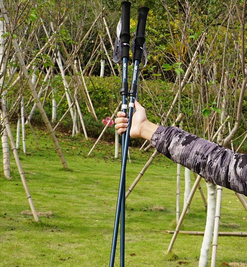 Pioneer-bastones de Trekking de fibra de carbono ultraligeros, bastones nórdicos plegables ajustables de 5 secciones, bastones de senderismo y acampada