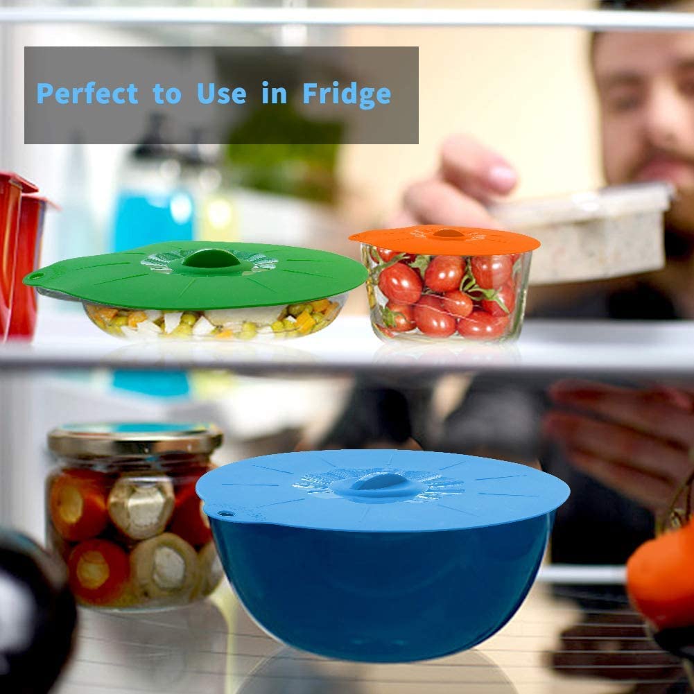 Juego de tapas de silicona para cuencos de microondas, utensilios de cocina, envoltura de alimentos, de succión, 5 unids/set