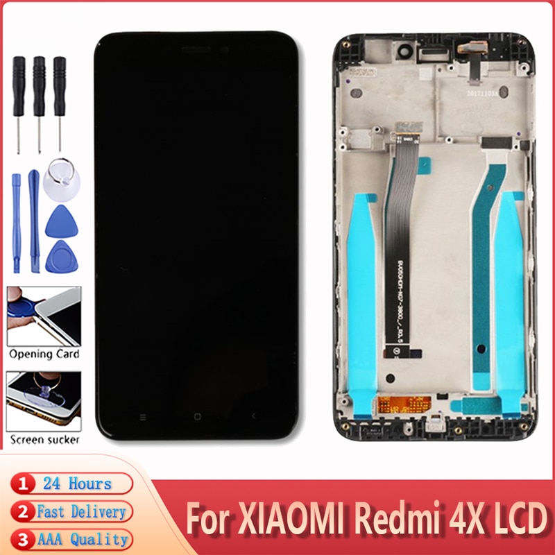 100% Brand For Xiaomi Redmi 4X LCD Display Touch Screen Digitizer Assembly Replacement Part With Frame + Tools