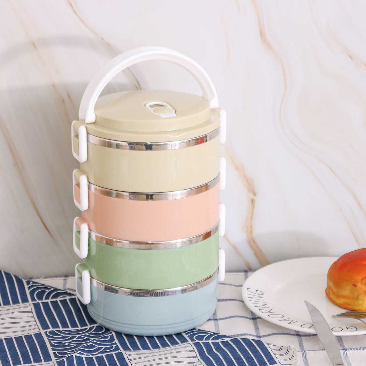 Stainless Steel Insulated Lunch Box Student School 2/3/4 Layers Lunch Box Tableware Bento Food Container Storage Breakfast Boxe