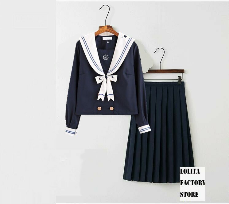Japanese JK uniform Star Moon Fantasy JK Uniform Skirt, Day Lip, Female Sailor's Dress, Japanese long sleeve Uniform Suit NN-S6B: long shirt 2b / XL