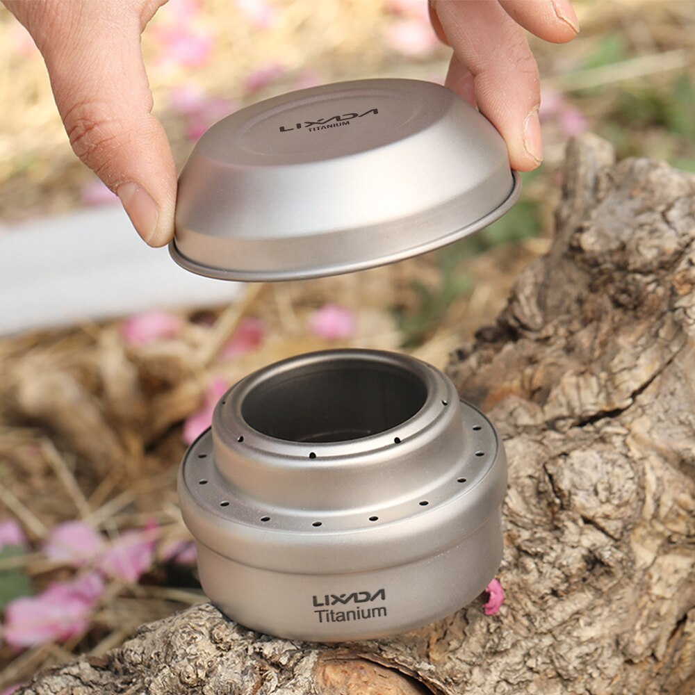 Mini réchaud à alcool en titane pour Camping en plein air, Portable, randonnée, cuisine, pique-nique, brûleur d&#39;alcool avec couvercle