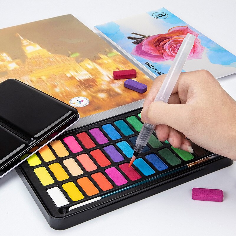 Professionelle Feste Aquarell Malen Set 36 Farben Kunst Set Mit Wasser Pinsel Stift Aquarell Malerei Pigment A2001-5