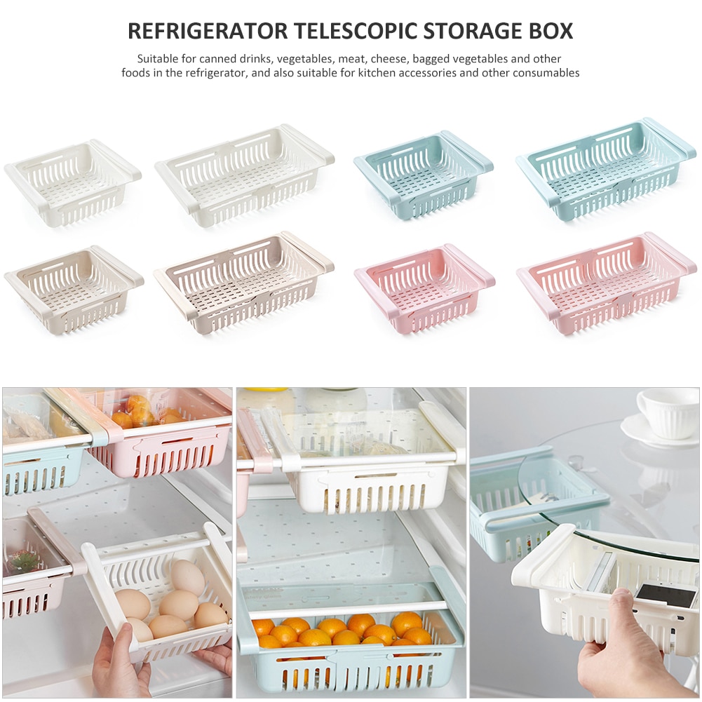 Adjustable Stretchable Refrigerator Organizer Drawer Basket Pull-out Drawers Fresh Spacer Layer Fridge Household Storage Rack